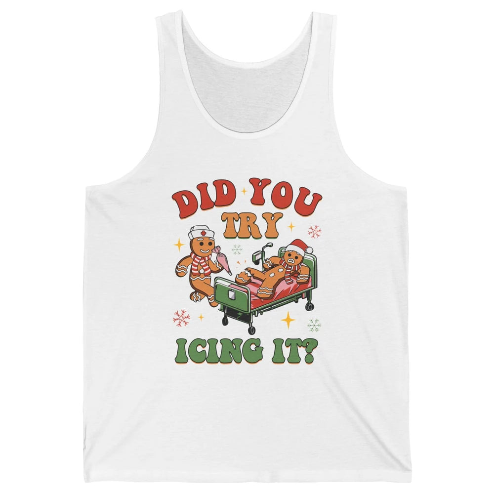 Christmas Gingerbread ICU Nurse Did You Try Icing It Cookies Unisex Jersey Tank