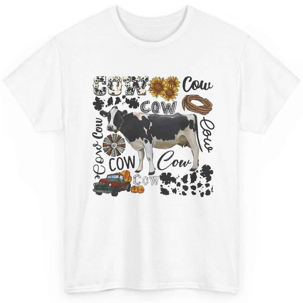 Cow Western Country Cow Sunflower Truck Farm Life Farmer Classic Unisex T-Shirt