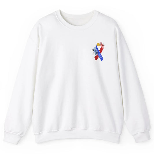 Thoracic Outlet Syndrome Awareness Floral Blue Red Ribbon Unisex Crewneck Sweatshirt