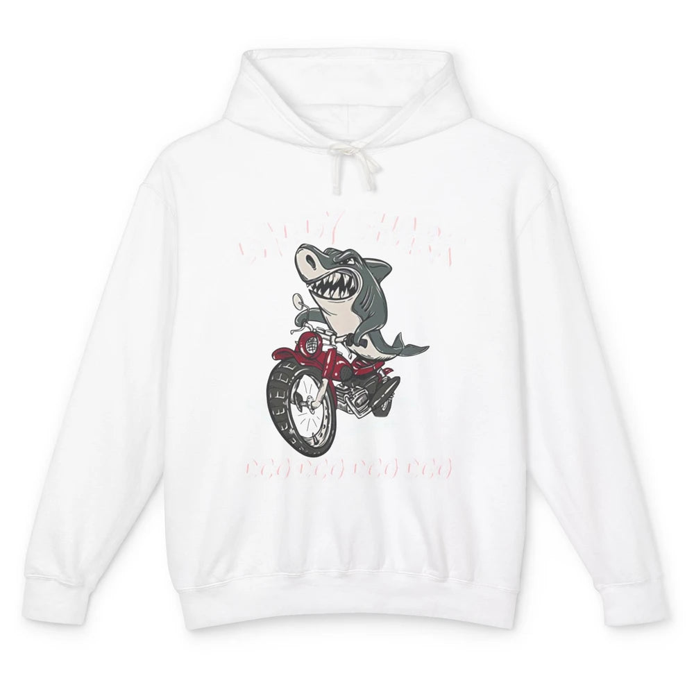 Mens Daddy Shark Motorcycle Funny Biker Dad Fathers Day Gift Unisex Lightweight Hoodie