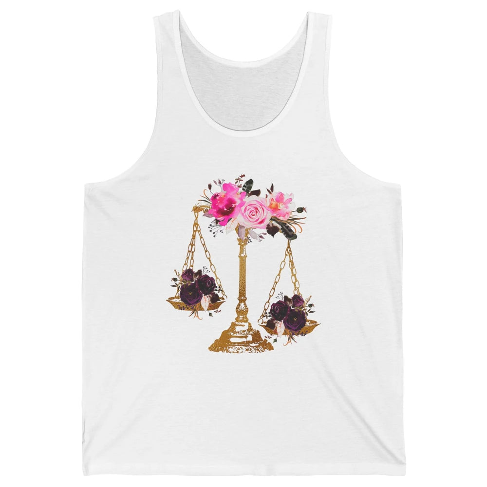 Wildflowers Lawyer Office Scales Roses Justice Law School Unisex Jersey Tank