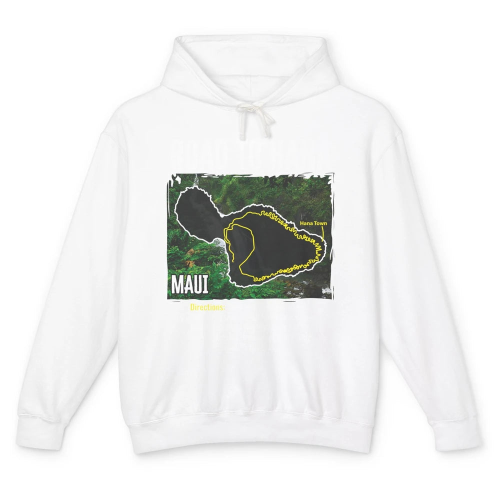 Road To Hana Map Maui Island Surfing Hawaiian Beach Summer Unisex Lightweight Hoodie