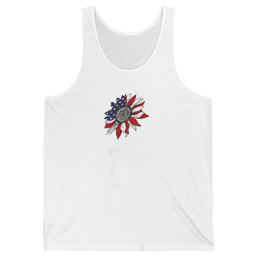 Cat Sunflower 4th Of July Patriotic Faith Family Freedom Unisex Jersey Tank