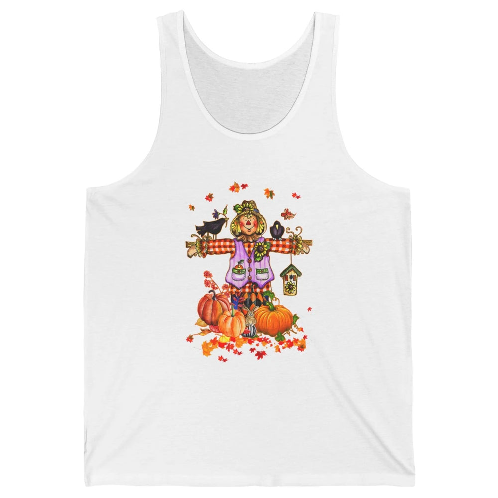 Scarecrow Autumn Hello Fall Pumpkin Thanksgiving Halloween Unisex Jersey Tank