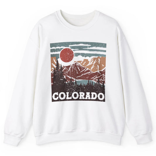 Vintage Colorado Rocky Mountains Boho Colorado Travel Hiking Unisex Crewneck Sweatshirt