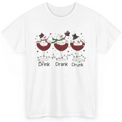 Funny Snowman Wine Christmas Drink Drank Drunk Christmas Classic Unisex T-Shirt