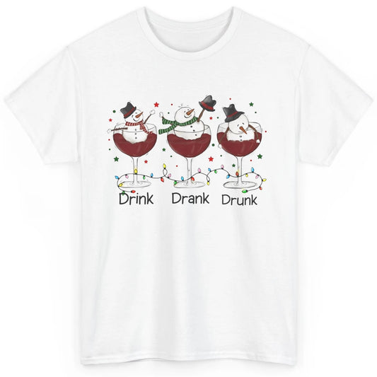 Funny Snowman Wine Christmas Drink Drank Drunk Christmas Classic Unisex T-Shirt