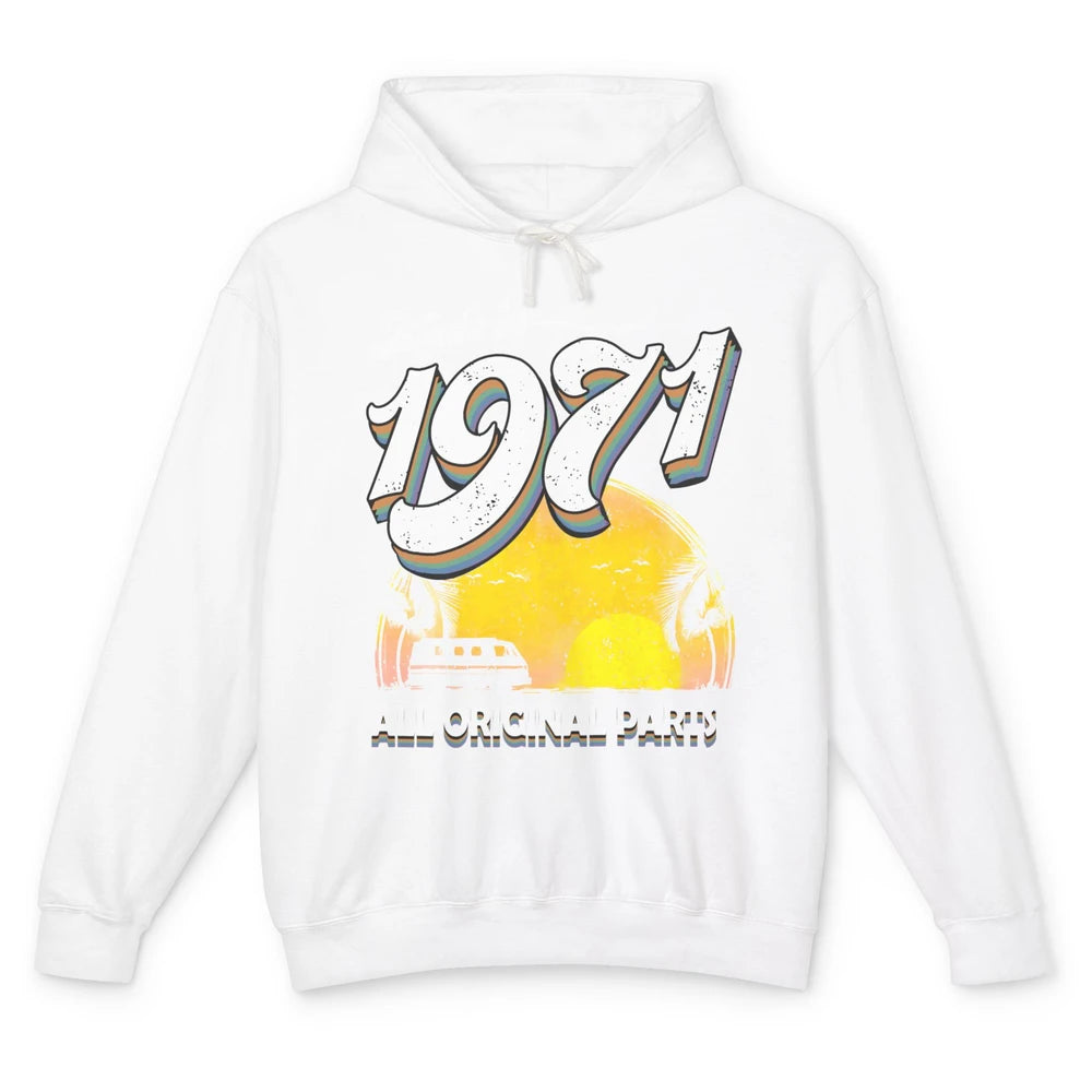 Vintage Born in 1971 All Original Parts 50th Birthday Gift Unisex Lightweight Hoodie