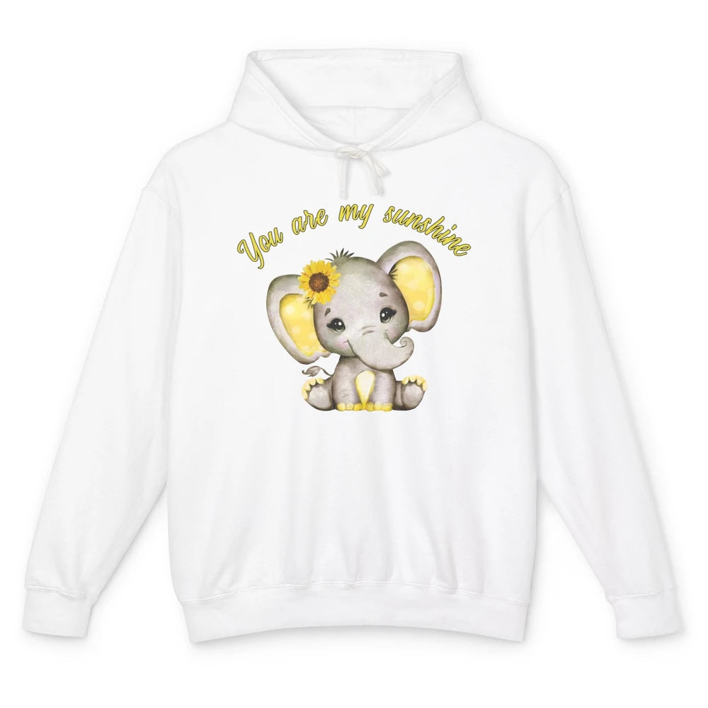 Sunflower Baby Elephant You Are My Sunshine Elephant Mom Unisex Lightweight Hoodie