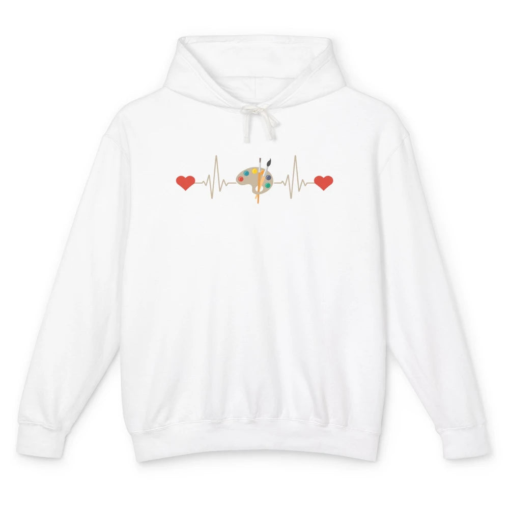 Art Paint Palette Brush Heartbeat Painter Artist Retro Paint Unisex Lightweight Hoodie