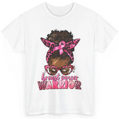 Afro Black Woman Breast Cancer Awareness Messy Bun Leopard Classic Unisex T-Shirt