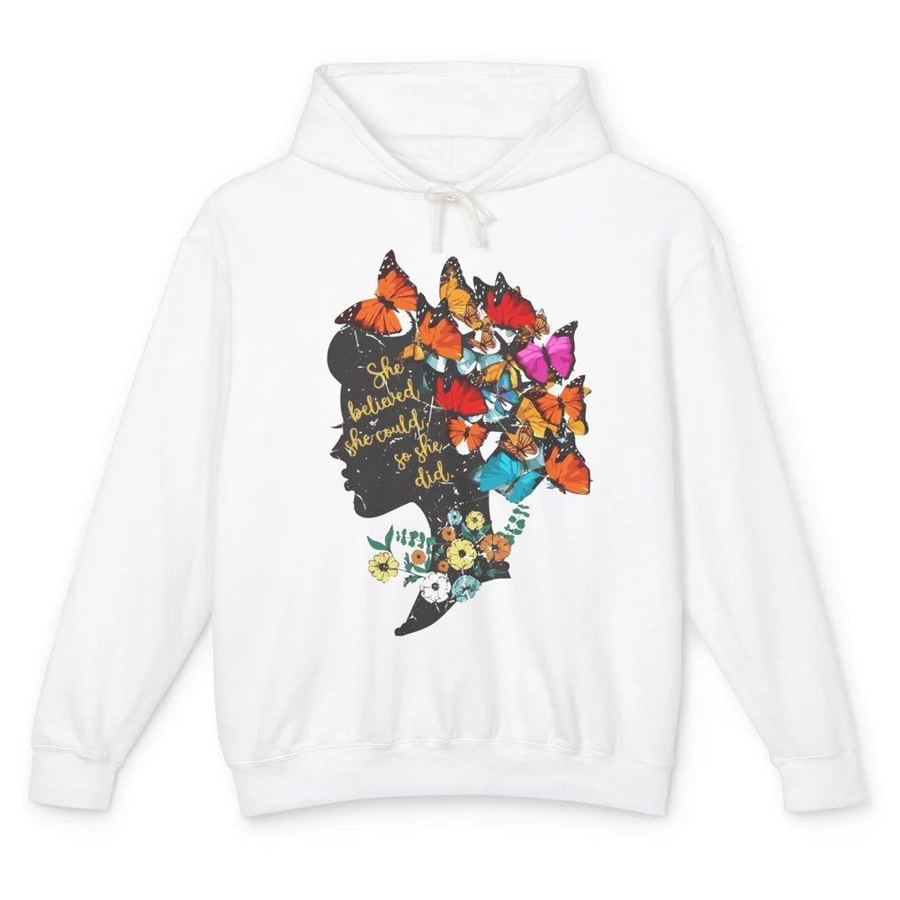 Floral Women Butterfly Inspirational Saying Mental Health Unisex Lightweight Hoodie