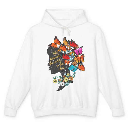 Floral Women Butterfly Inspirational Saying Mental Health Unisex Lightweight Hoodie