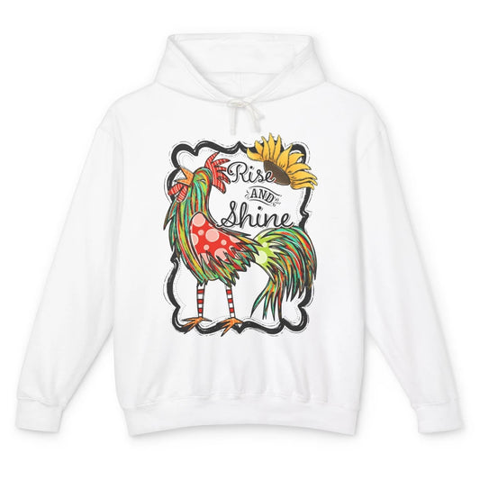 Sunflower Chicken Rooster Rise And Shine Western Motivation Unisex Lightweight Hoodie