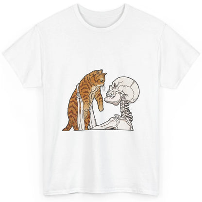 Cat And Skeleton Best Friends Of Cat Funny Orange Cat Kitten Classic Unisex T-Shirt