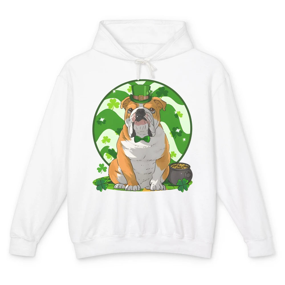 St Patrick's Day English Bulldog Lucky Charm Shamrock Irish Unisex Lightweight Hoodie