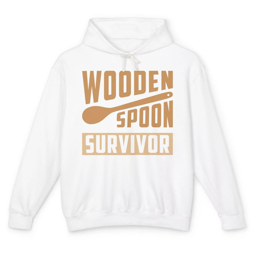 Wooden Spoon Survivor Proud Adult Humorous Kids Gift Unisex Lightweight Hoodie