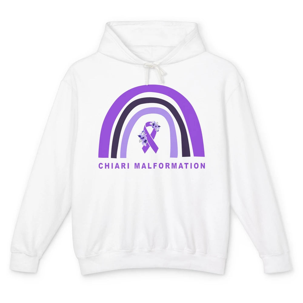 Chiari Malformation Awareness Floral Purple Ribbon Rainbow Unisex Lightweight Hoodie