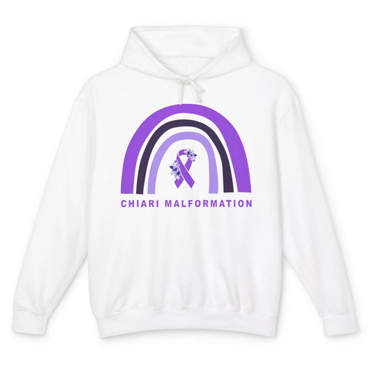 Chiari Malformation Awareness Floral Purple Ribbon Rainbow Unisex Lightweight Hoodie