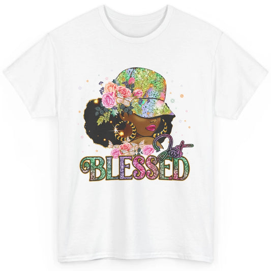 Floral Afro Black Girl Just Blessed Christian Afro American Classic Unisex T-Shirt