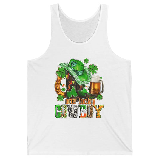 Western Lucky Cowboy Boots Clover Leopard St Patricks Day Unisex Jersey Tank