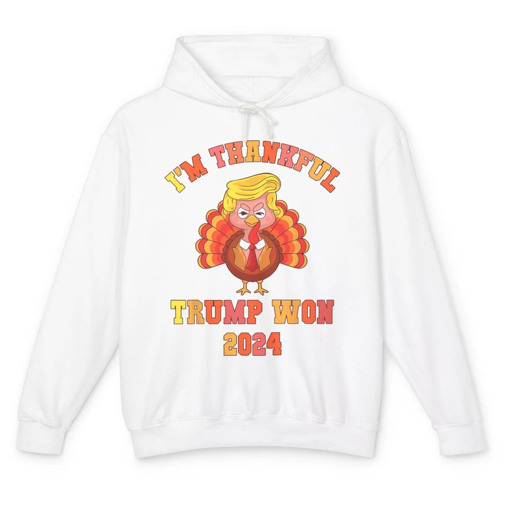 Funny Donald Trump Make Thanksgiving Great Again Thankful Trump Won Republican Unisex Lightweight Hoodie