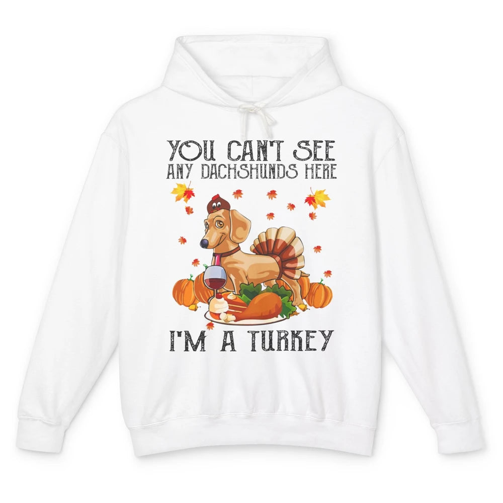 Funny Dachshund I'm A Turkey Happy Thanksgiving Fall Pumpkin Unisex Lightweight Hoodie