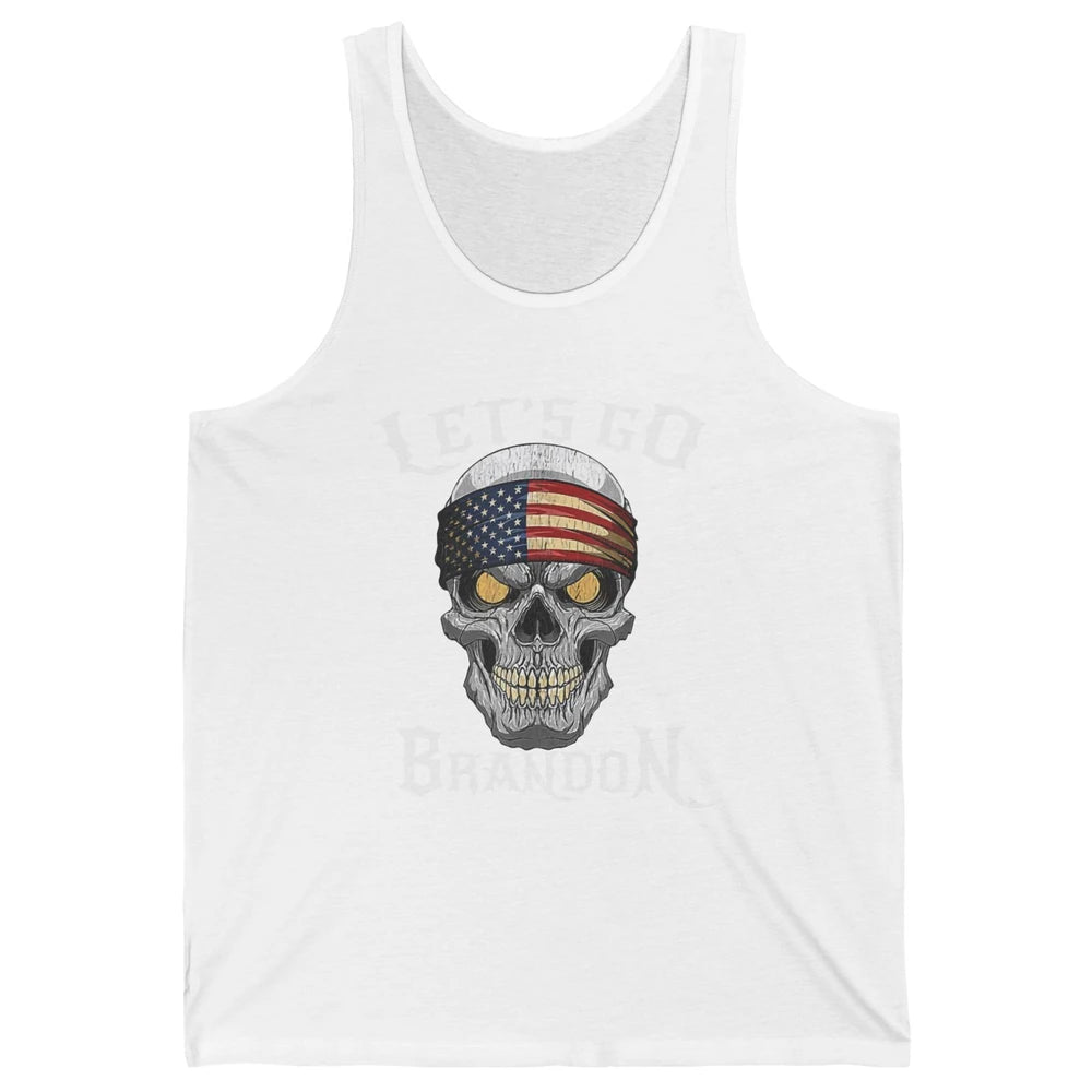 Retro Skull US Flag Let's Go Brandon Anti Biden Pro America Unisex Jersey Tank