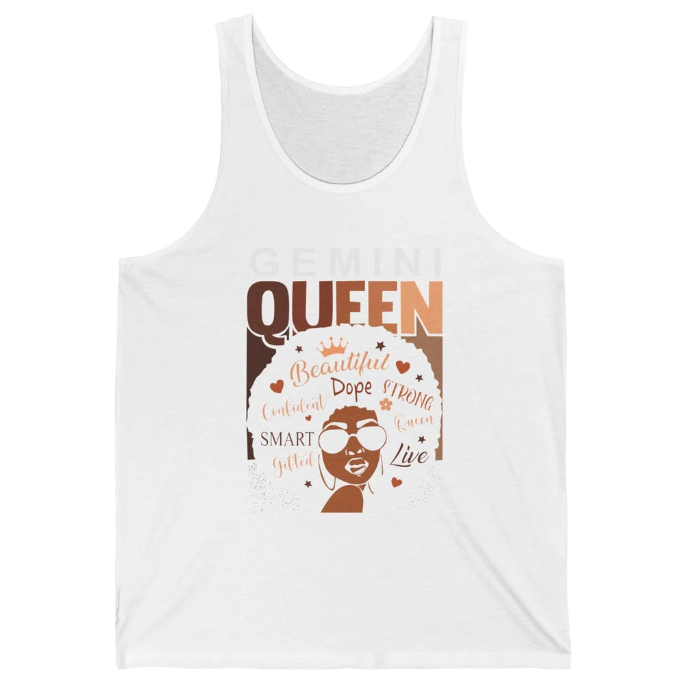 Afro Girl Melanin Gemini Queen Born in June Black Queen Gift Unisex Jersey Tank