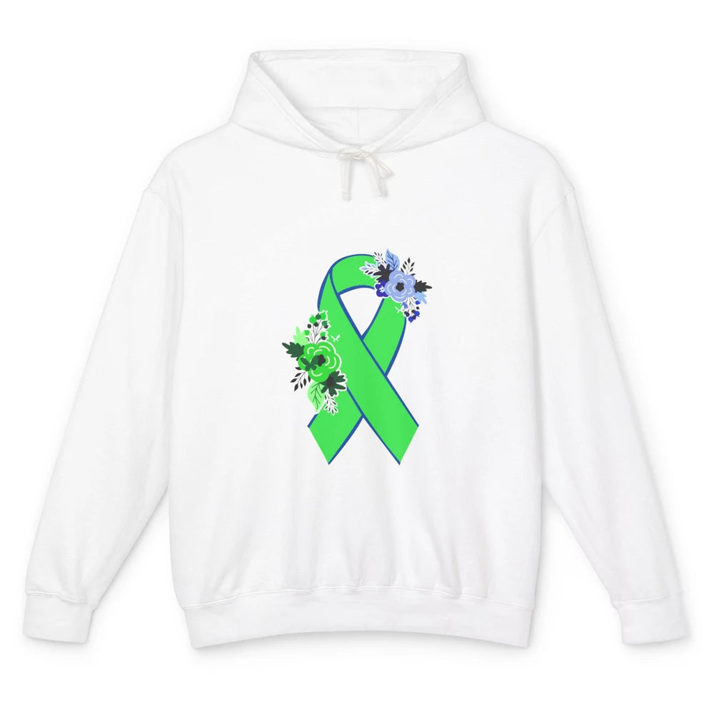 Body Focused Repetitive Disorder BFRB Floral Green Ribbon Unisex Lightweight Hoodie