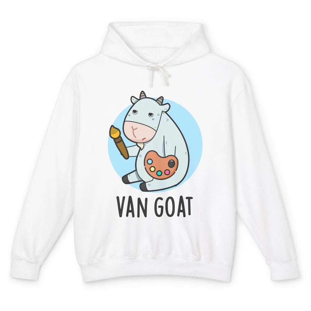 Funny Van Goat Humor Cute Farm Animal Artist Pun Sarcastic Unisex Lightweight Hoodie