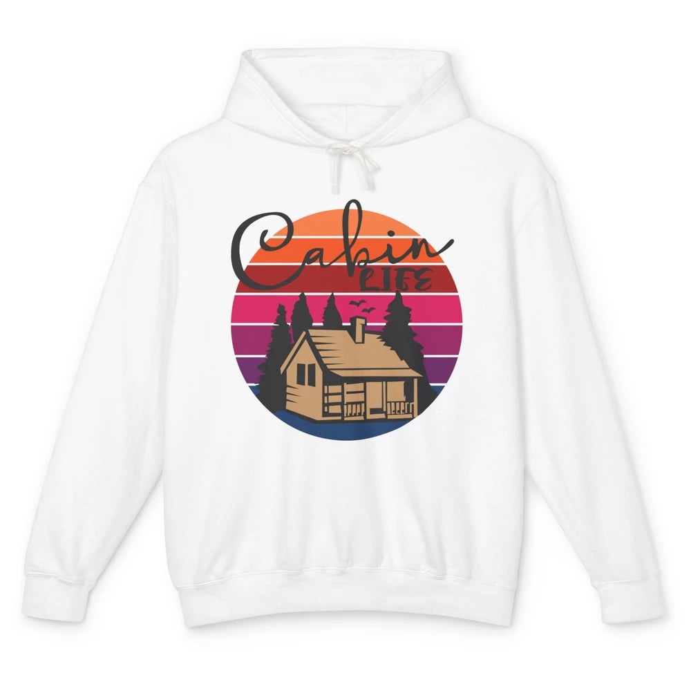 Cabin Life Vintage Cabin Camping Northern Lakes Outdoor Life Unisex Lightweight Hoodie