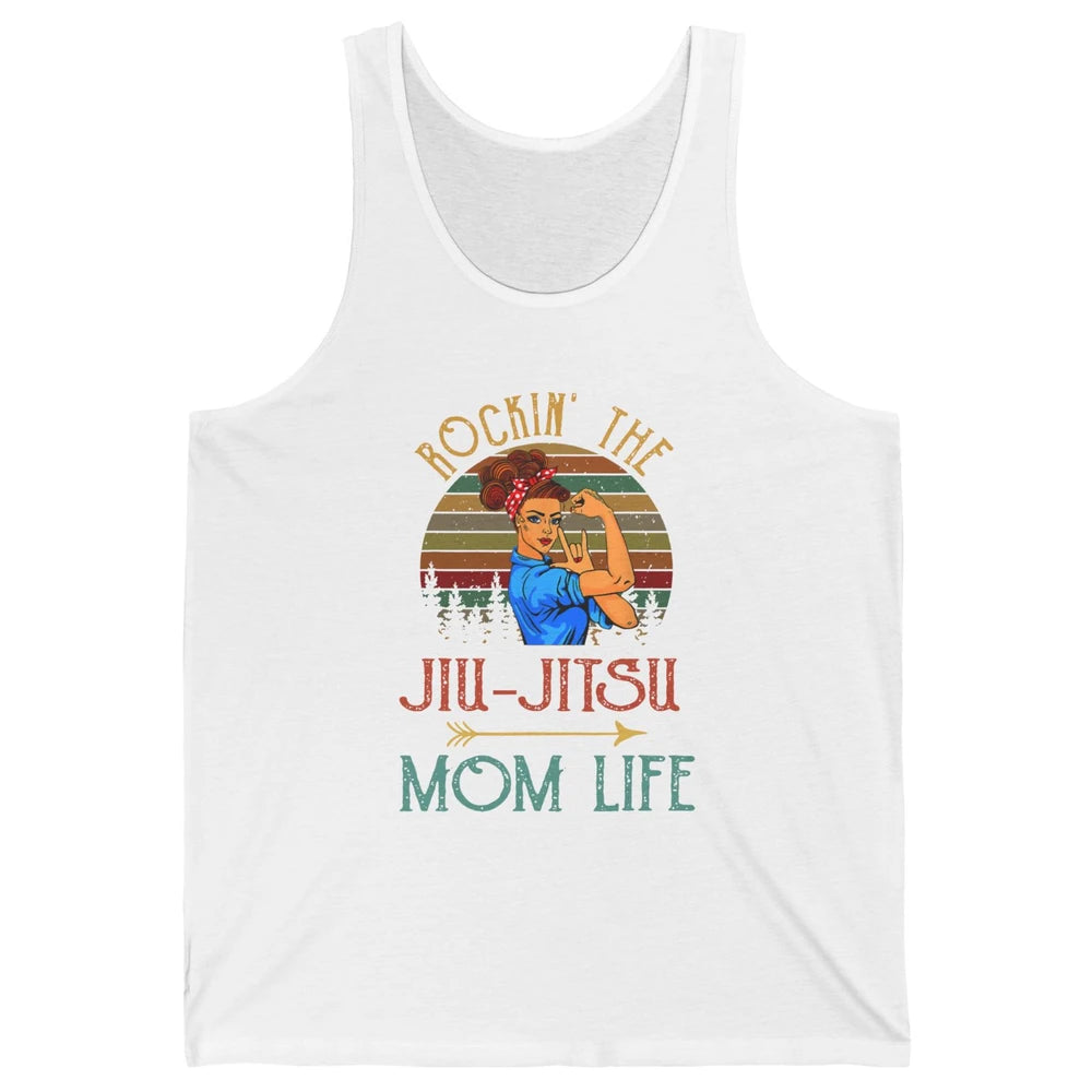 Vintage Messy Bun Jiu Jitsu Mom Life Taekwondo Martial Art Unisex Jersey Tank