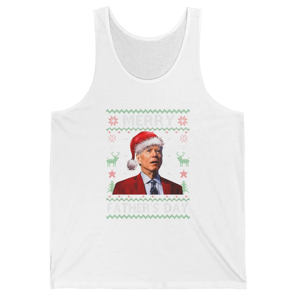 Funny Santa Hat Joe Biden Confused Ugly Christmas President Unisex Jersey Tank