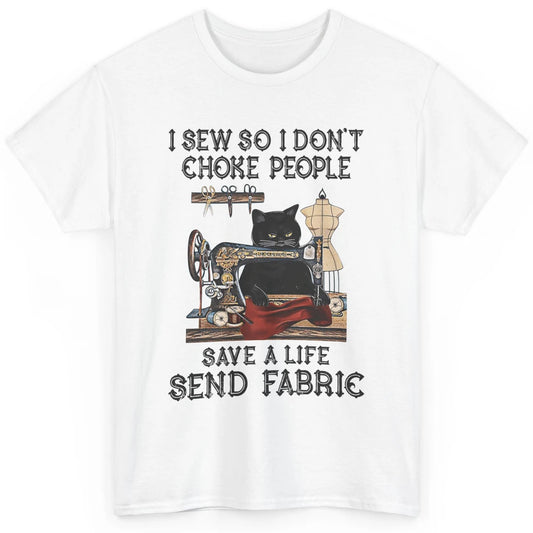 Funny Black Cat Sew Dont Choke People Knitter Quilt Crochet Classic Unisex T-Shirt