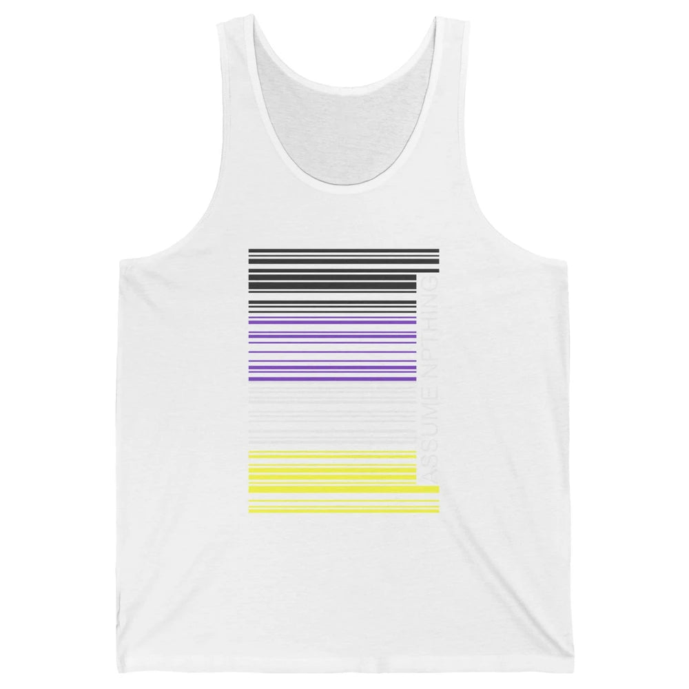 Assume Nothing Barcode Non Binary Genderqueer Pride Month Unisex Jersey Tank