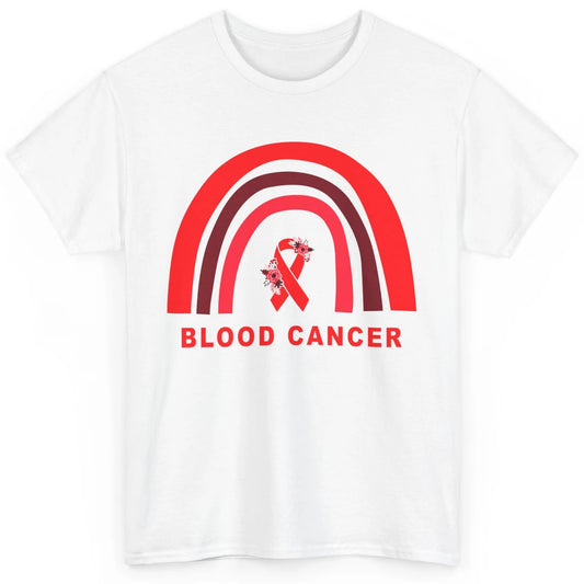 Blood Cancer Awareness Floral Red Ribbon Cute Rainbow Classic Unisex T-Shirt