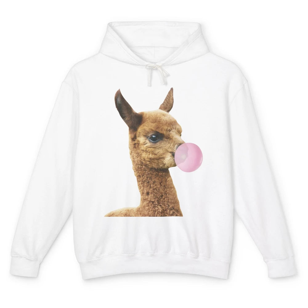 Funny Llama Alpaca Bubble Gum Animal Farmers Life Gift Unisex Lightweight Hoodie