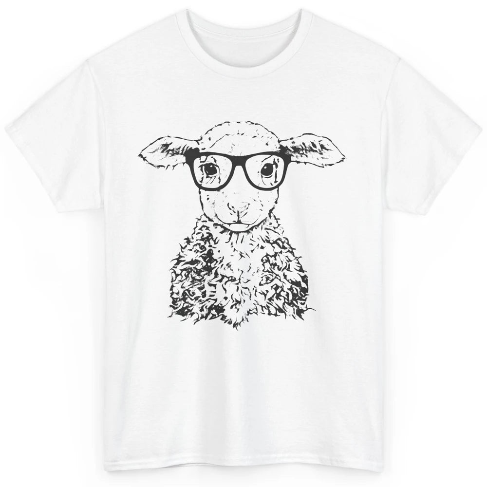 Cute Sheep Glasses Nerdy Farm Animal Hipster Sheep Lovers Classic Unisex T-Shirt