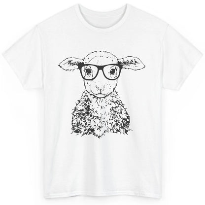 Cute Sheep Glasses Nerdy Farm Animal Hipster Sheep Lovers Classic Unisex T-Shirt