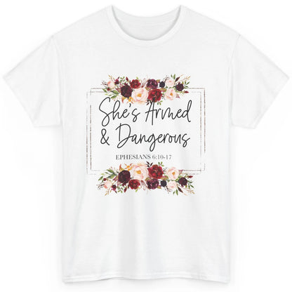 Floral She's Armed And Dangerous Bible Verse Christian Faith Classic Unisex T-Shirt