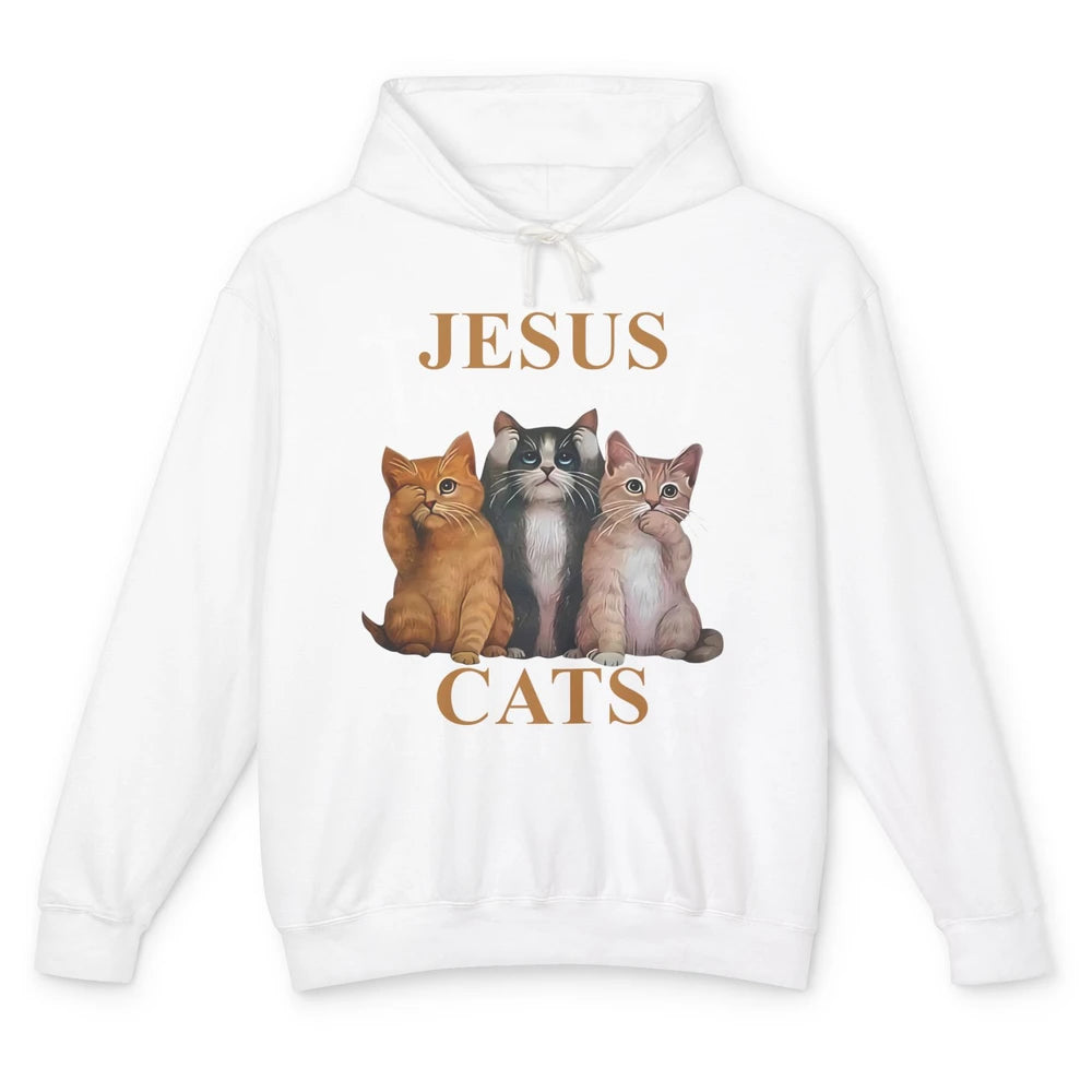 Jesus Is My Savior Cats Are My Therapy Cats Lovers Gift Unisex Lightweight Hoodie