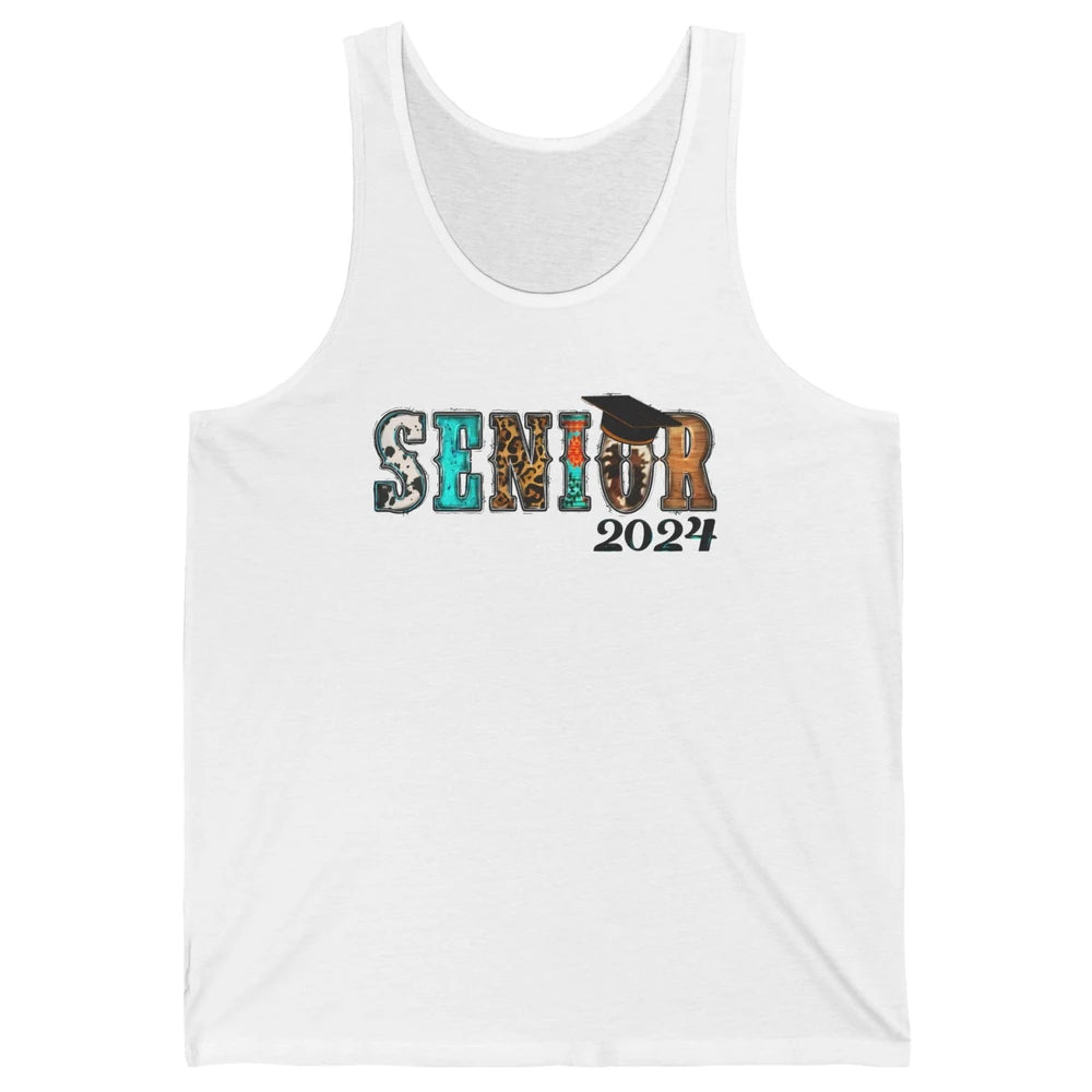 Sunflower Leopard Senior 2024 Graduate Bachelor Western Grad Unisex Jersey Tank