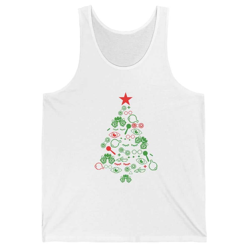 Funny Optometrist Symbols Christmas Tree Optician Optometry Unisex Jersey Tank