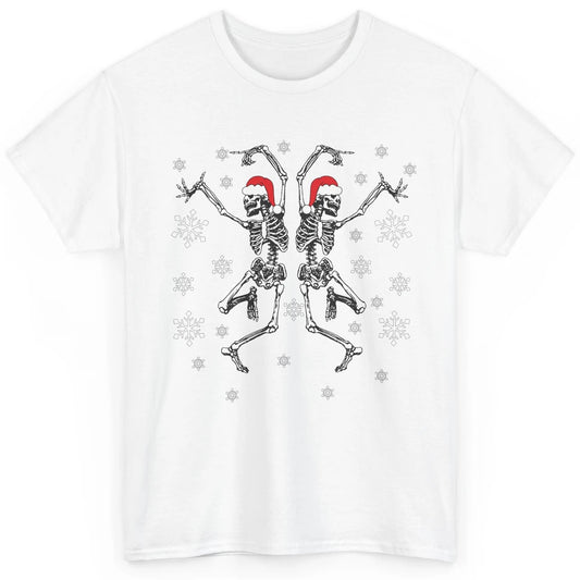 Funny Skeleton Christmas Dancing Snowflakes Santa Skeleton Classic Unisex T-Shirt