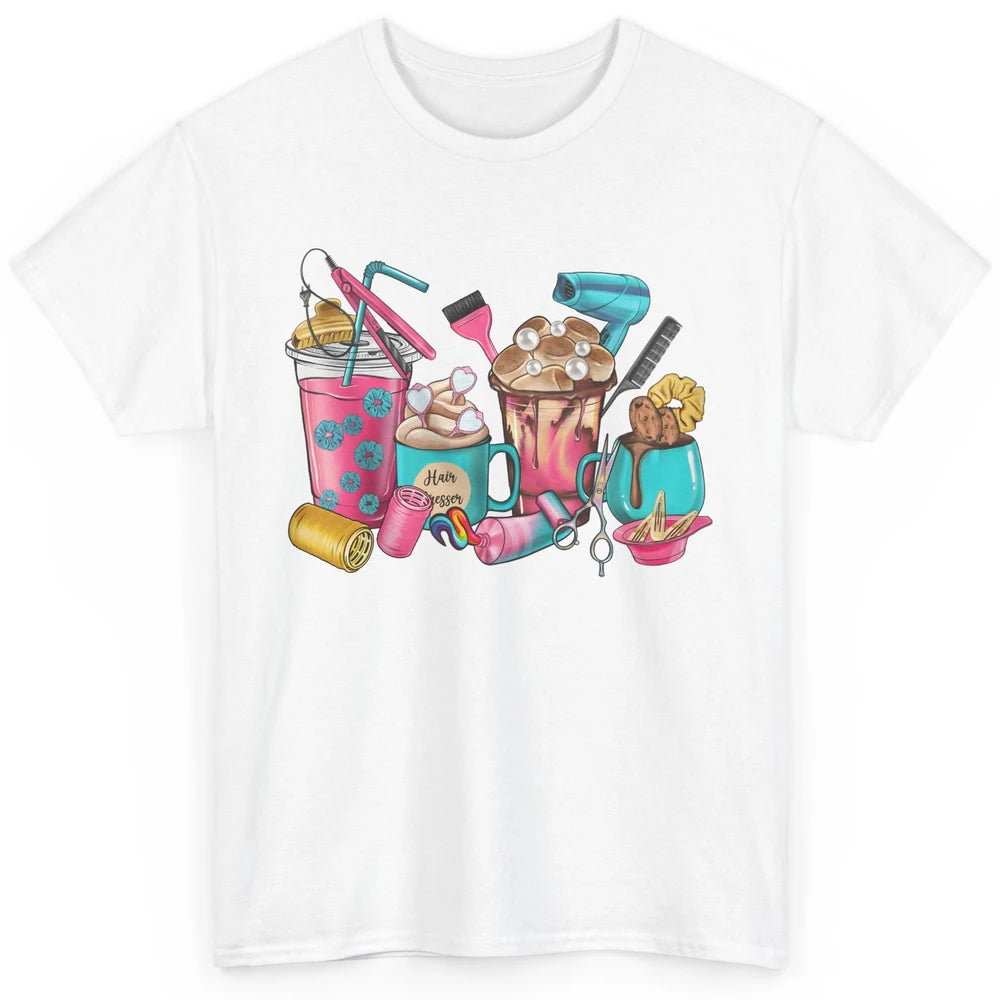 Cute Hairdresser Coffee Cups Hairstylist Life Scissors Boho Classic Unisex T-Shirt