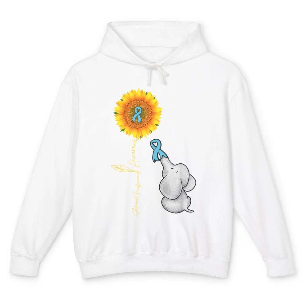 Adrenal Insufficiency Awareness Baby Elephant Sunflower Unisex Lightweight Hoodie