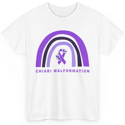 Chiari Malformation Awareness Floral Purple Ribbon Rainbow Classic Unisex T-Shirt