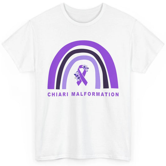 Chiari Malformation Awareness Floral Purple Ribbon Rainbow Classic Unisex T-Shirt