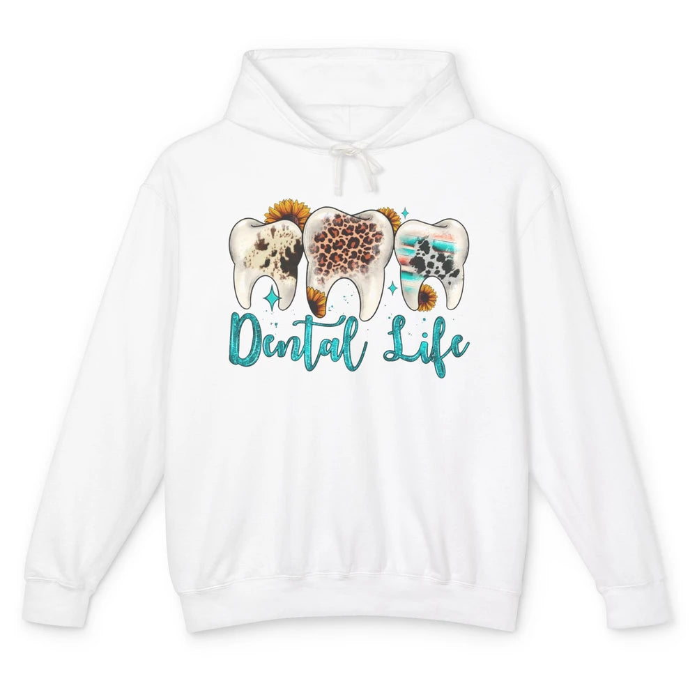 Western Dental Life Tooth Leopard Flower Dentist Hygienist Unisex Lightweight Hoodie